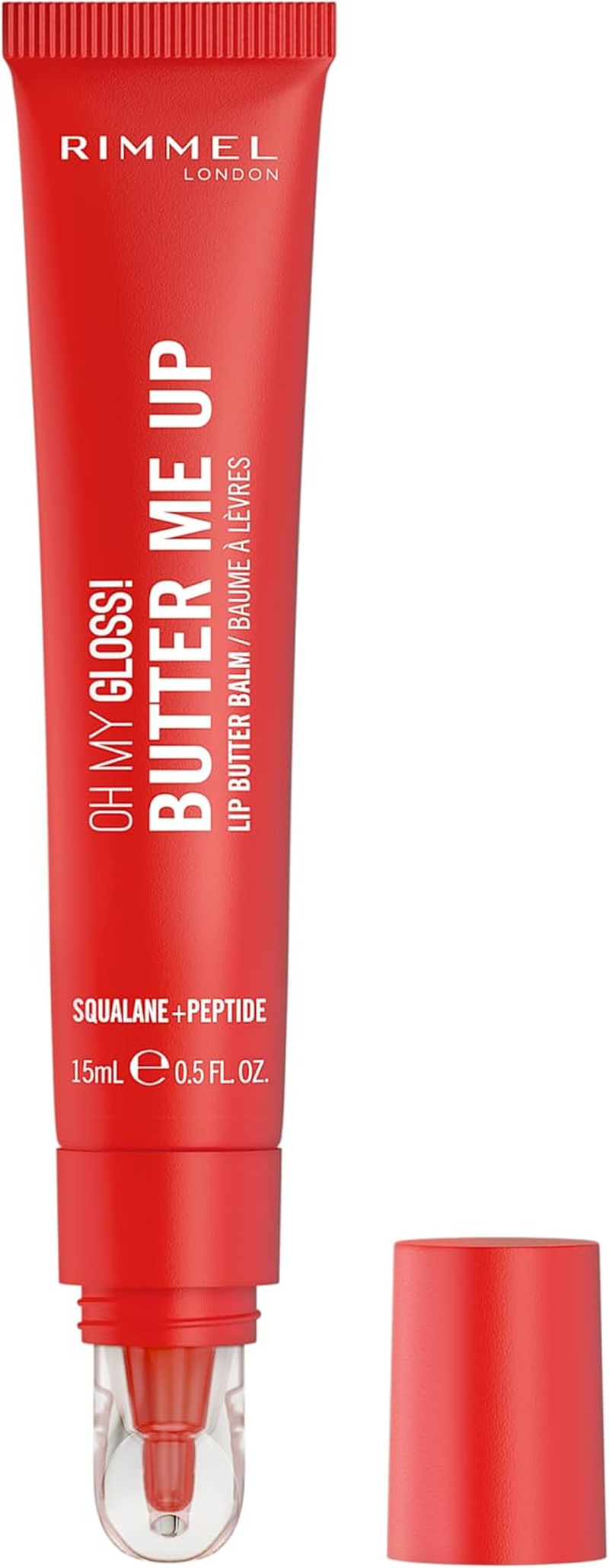 Rimmel London, Oh My Gloss Butter Me up Lip Butter Balm 005 Red Velvet, Hydrating Lip Balm, Tinted Lip Balm, Lip Care, Hydration, Nourishing, Squalene, 15Ml (0.53Oz) image number 2