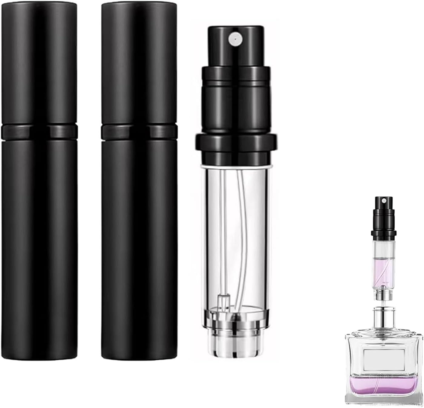2 Perfume Atomizers Bottle (5ML), Portable Refillable Mini Perfume Atomizers for Travel, Leak Proof Pump for Men and Women, Perfume Spray Bottle Spray Black image number 2