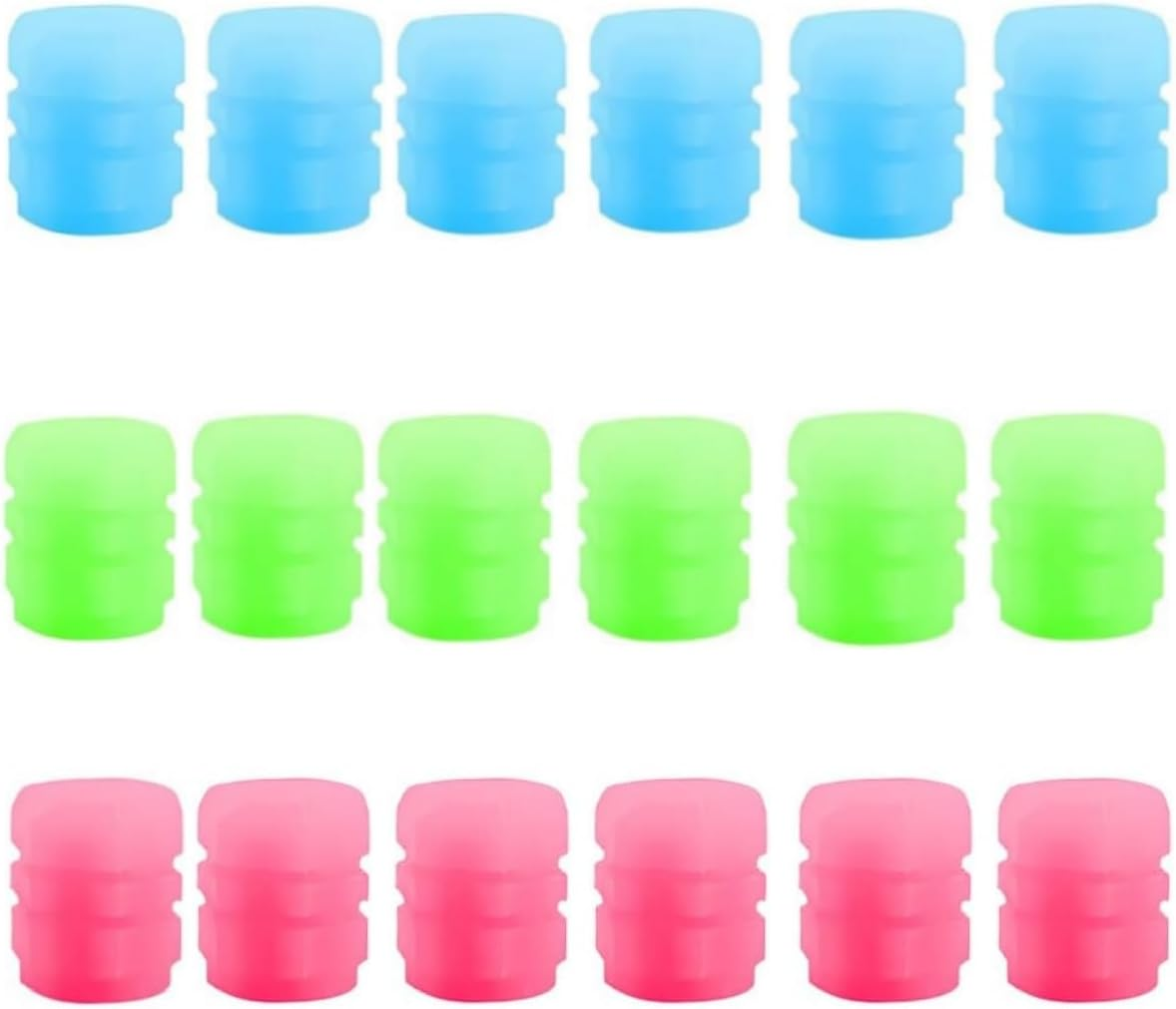 KLHCDUO18PCS Tire Valve Cap, Glow-In-The-Dark Automobile Stem Cap, for Cars, Motorcycles, Bicycles (Blue, Pink, Green) image number 1