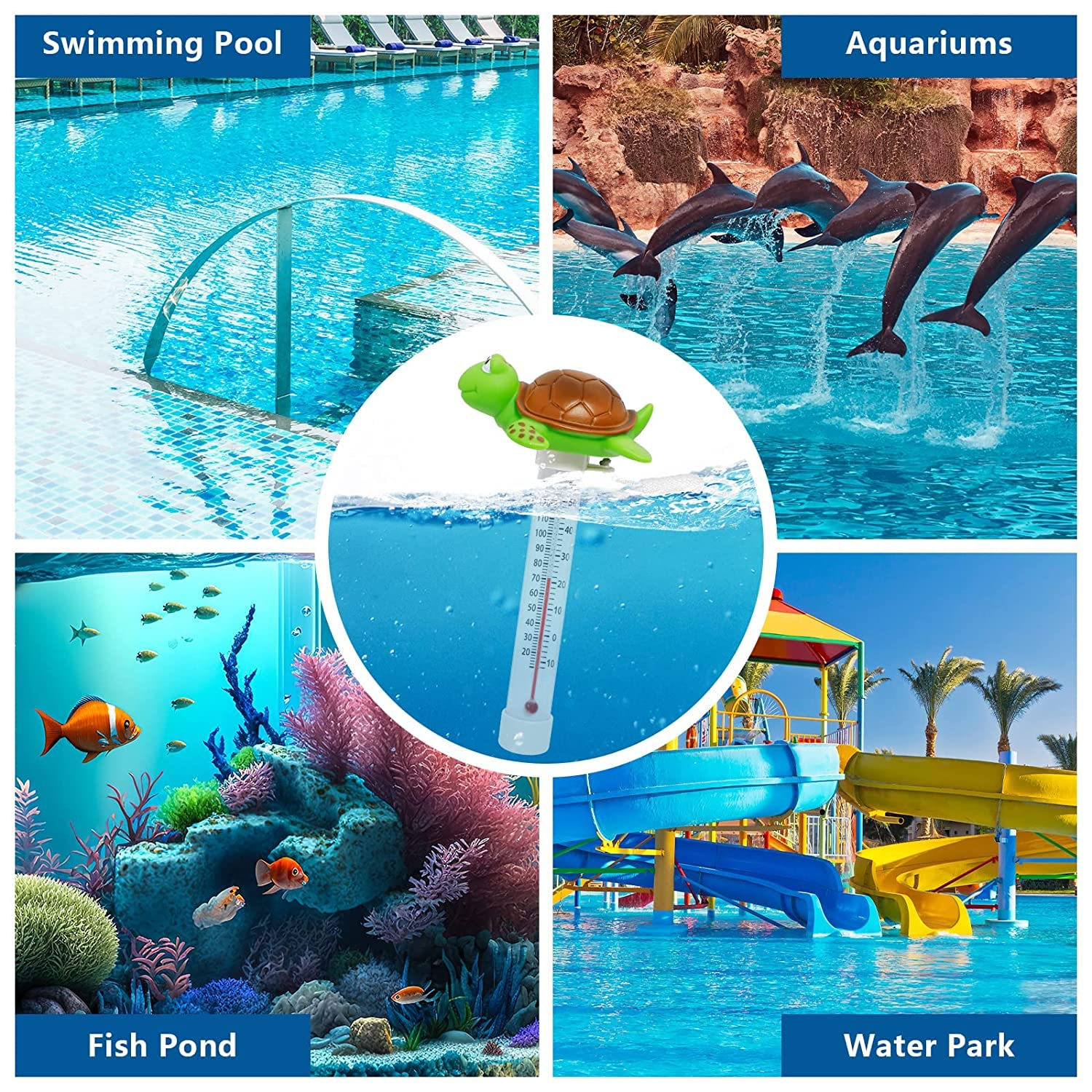 Floating Pool Thermometer, Large Display with String Easy to Read, Shatter Resistant, for Outdoor & Indoor Swimming Pools, Spas, Hot Tubs & Aquariums (Turtle) image number 4