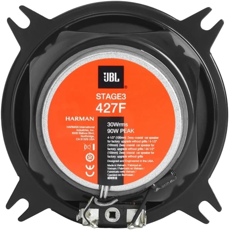 JBL Stage3 427F 2-Way Car Speaker Set by Harman Kardon - 150 Watt Car Speakers - 2 Pieces Car Hifi JBL Box Large 10 Cm - 100 Mm - 4 Inches without Grill Cover image number 1