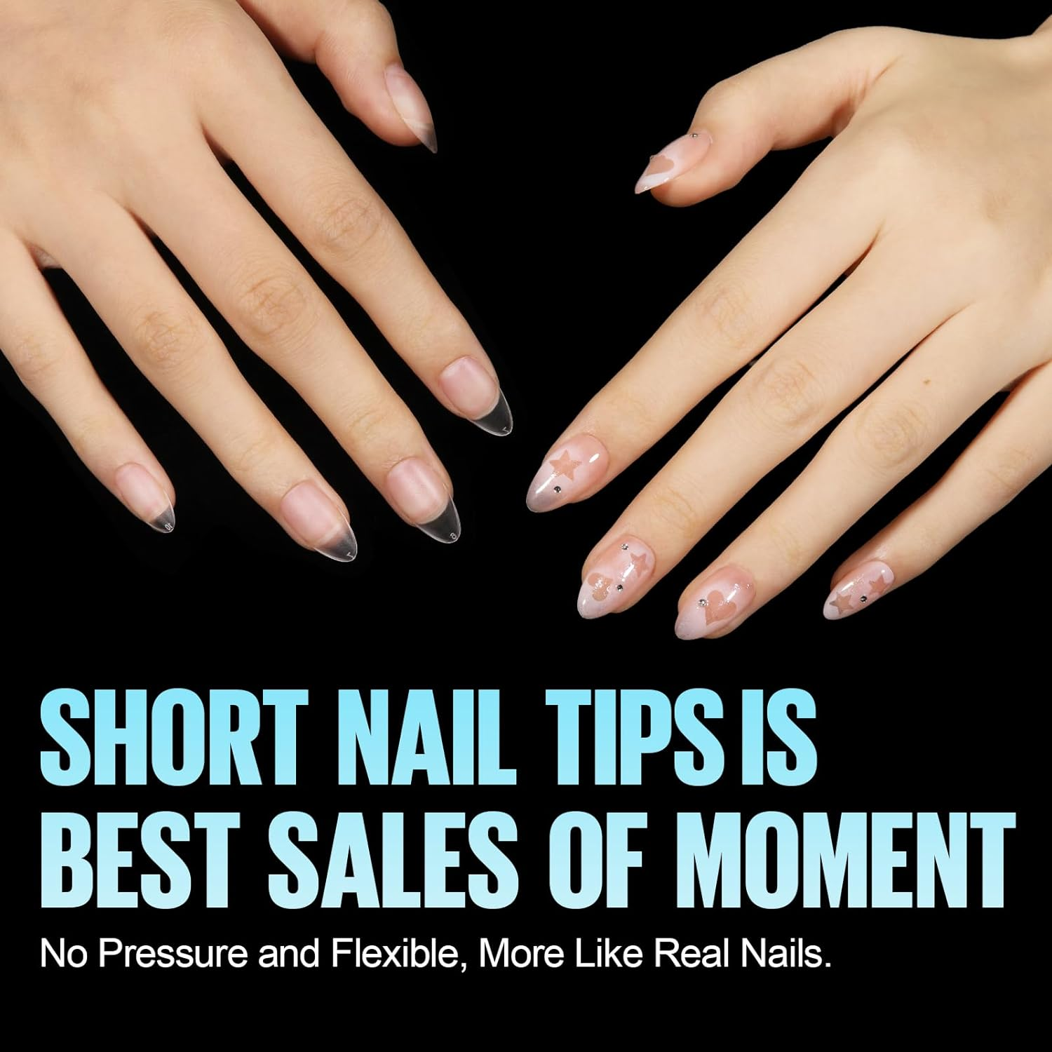 TOMICCA Short Almond Matte Nail Tips & Nail Glue Kit, 150 Pcs Full Coverage Soft Gel Nail Tips, No File, 8Ml Nail Gel Glue Soak off UV Lamp, Nail Tip Glue Set for Quick Nail Extension, Nail Salon - Short Almond image number 1