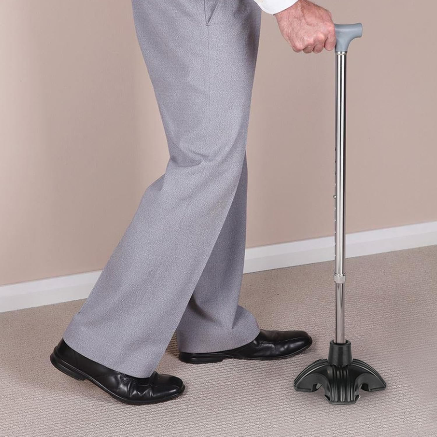 Supregear Cane Tip - Self Standing Heavy Duty Rubber Replacement for Walking Cane 19 Mm-Stable 4 Point Non-Slip Cane Tip for Folding Cane Walking Stick or Offset Quad Pod or Tripod Canes, Black image number 6