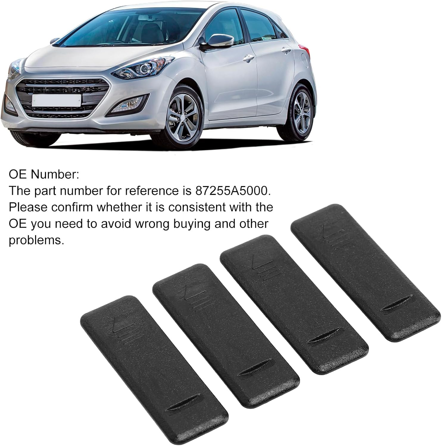 4Pcs Car Roof Clip Cover 87255A5000 - Top Rail Rack Moulding Clip Cover for I20 I30 image number 2