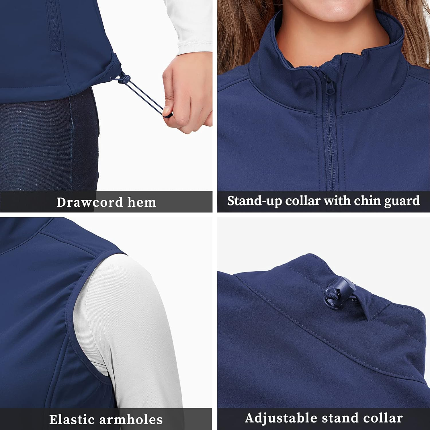 33,000Ft Women'S Running Vest Fleece Lined Zip up Windproof Lightweight Softshell Vests Outerwear for Golf Hiking Sports