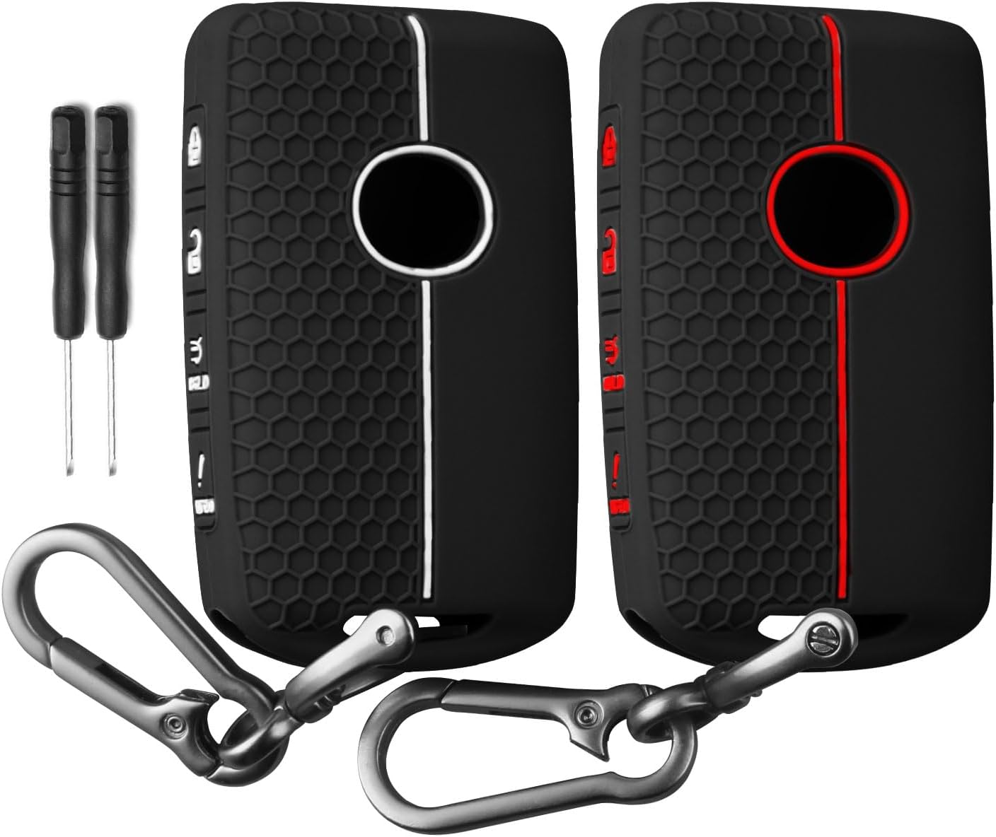 QBUC 2PCS for Mazda Silicone Rubber Key Fob Cover, Key Case with Keychain for 2019-2025 for Mazda 3 6 Cx-5 Cx-50 Cx-30 Cx-9 Smart Key Replacement Protector Car Accessories(4 Buttons) image number 3