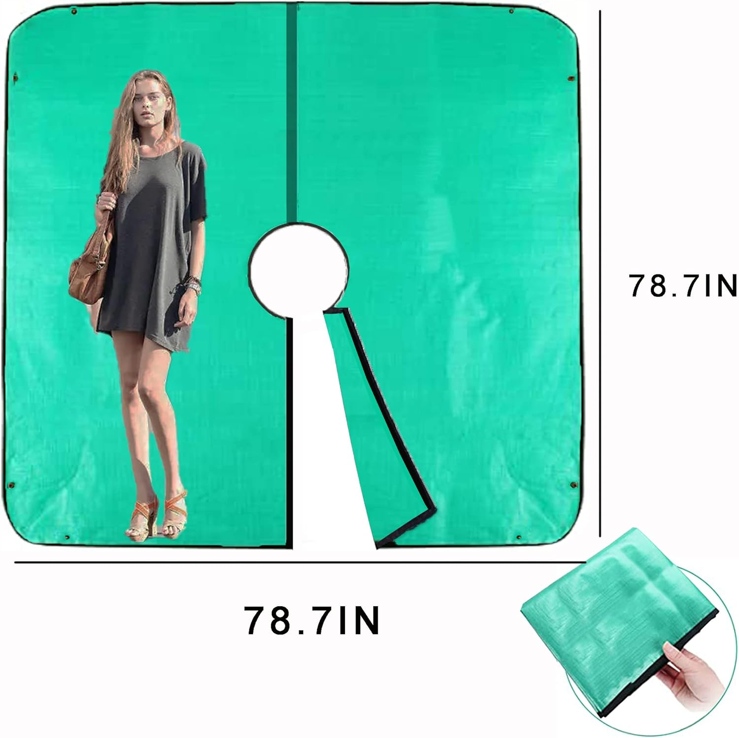 Landscape Pruning Tarp, 78.7&ldquo;X78.7&rdquo; Landscape Tarp for Trimming with 12 Inch Hole, Pruning Trees Waterproof Tarp, with Corner Buckles, Can Stand up Fasten around Trees and Shrubs