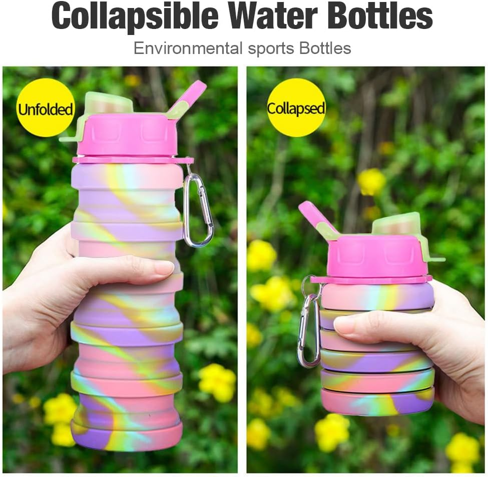 Portable Sports Water Bottle, Foldable Sports Water Cup, Camouflage, Colorful Soft Water Bottle (Unicorn) image number 5