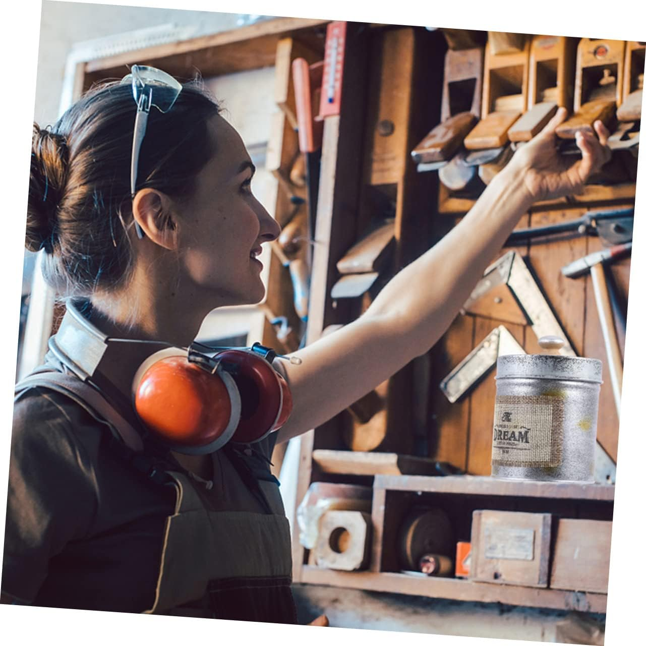 KICHOUSE 2Pcs Antique Iron Storage Jar for Kitchen Tableware Retro Storage Can Lid for Desktop Organization and Home Decor image number 3