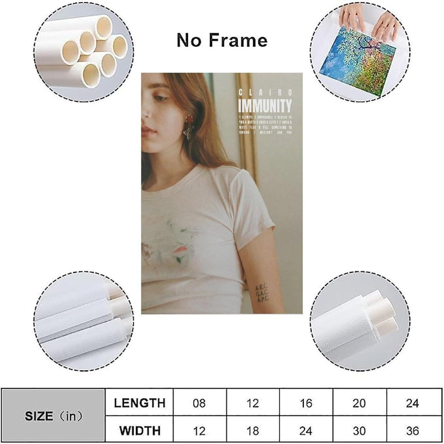 Clairo Poster Immunity Album Poster Canvas Painting Wall Art Picture Home Decor Print for Bedroom Living Room Dorm Study Bar Office 12X18Inch(30X45Cm) image number 6