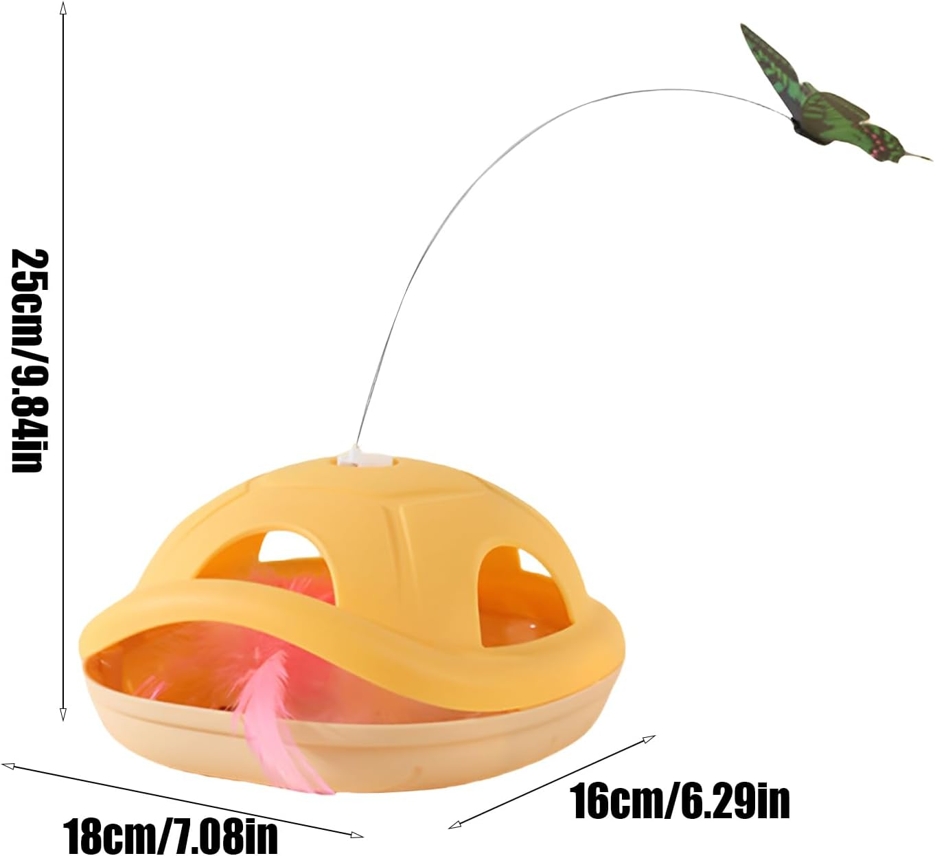 Cat Toy Wand - Automatic Cat Toys | Self-Moving Pet Teaser Wand with Butterfly for Boredom Exercise Kitten Development Entertainment Hunting Simulation image number 5