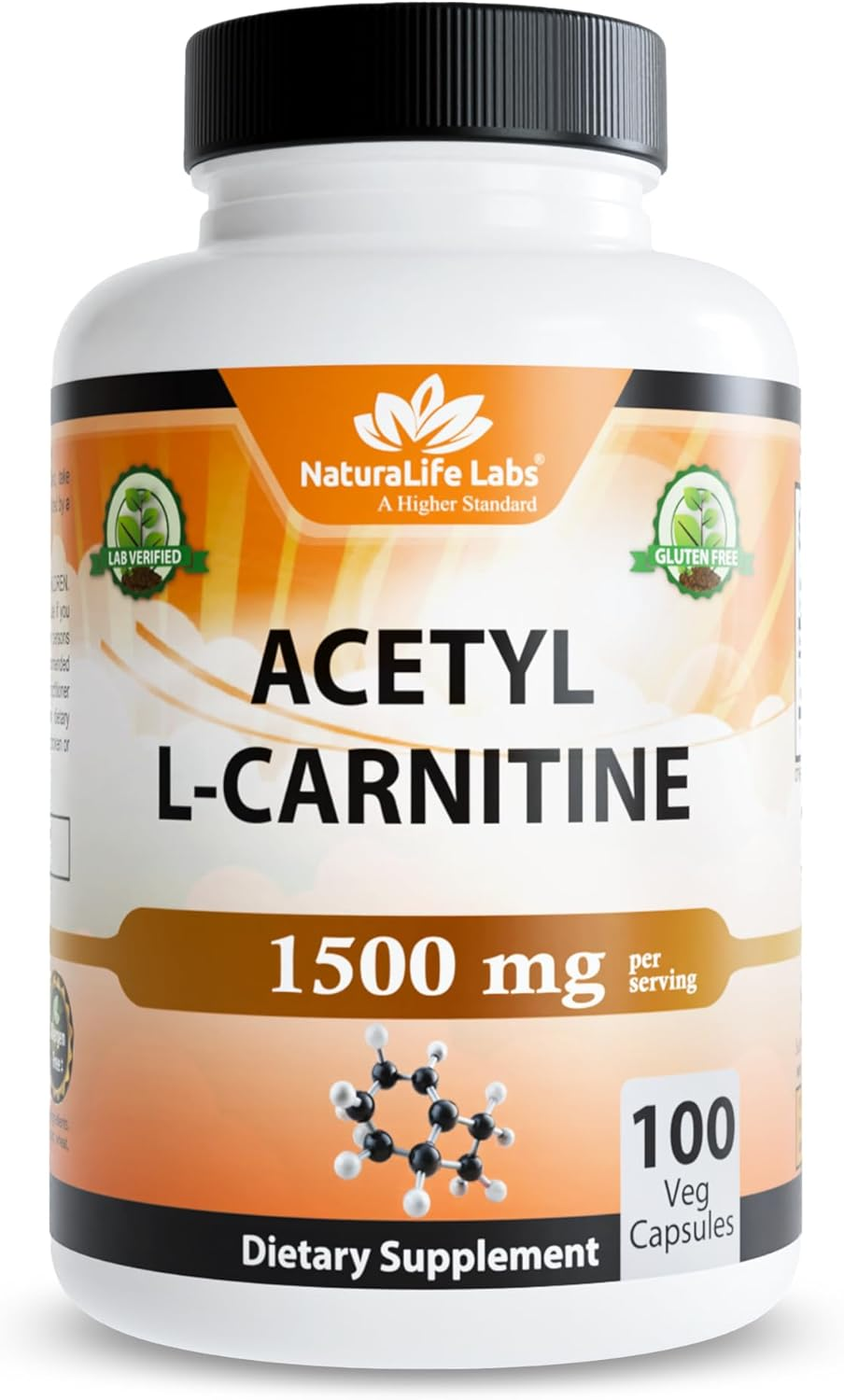 Acetyl L-Carnitine 1,500 Mg High Potency Supports Natural Energy Production, Supports Memory/Focus - 100 Veggie Capsules image number 1
