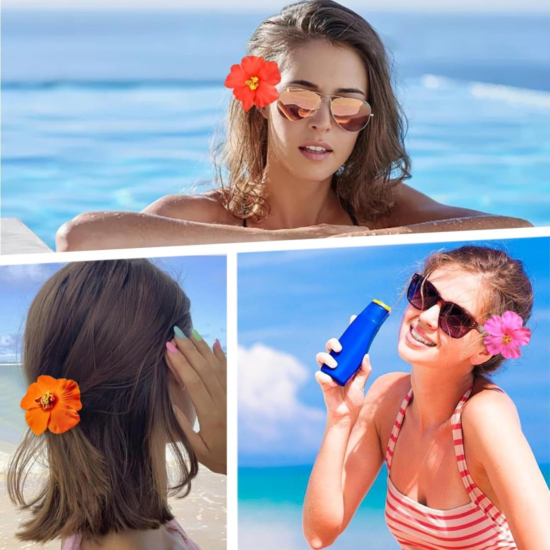 SIRLOMU 6 Piece Hawaiian Flower Hair Clip, Plumeria Hair Clip, Flower Hair Clip, Fancy Flower Hair Clip, Hair Accessories for Beach Party Wedding image number 4