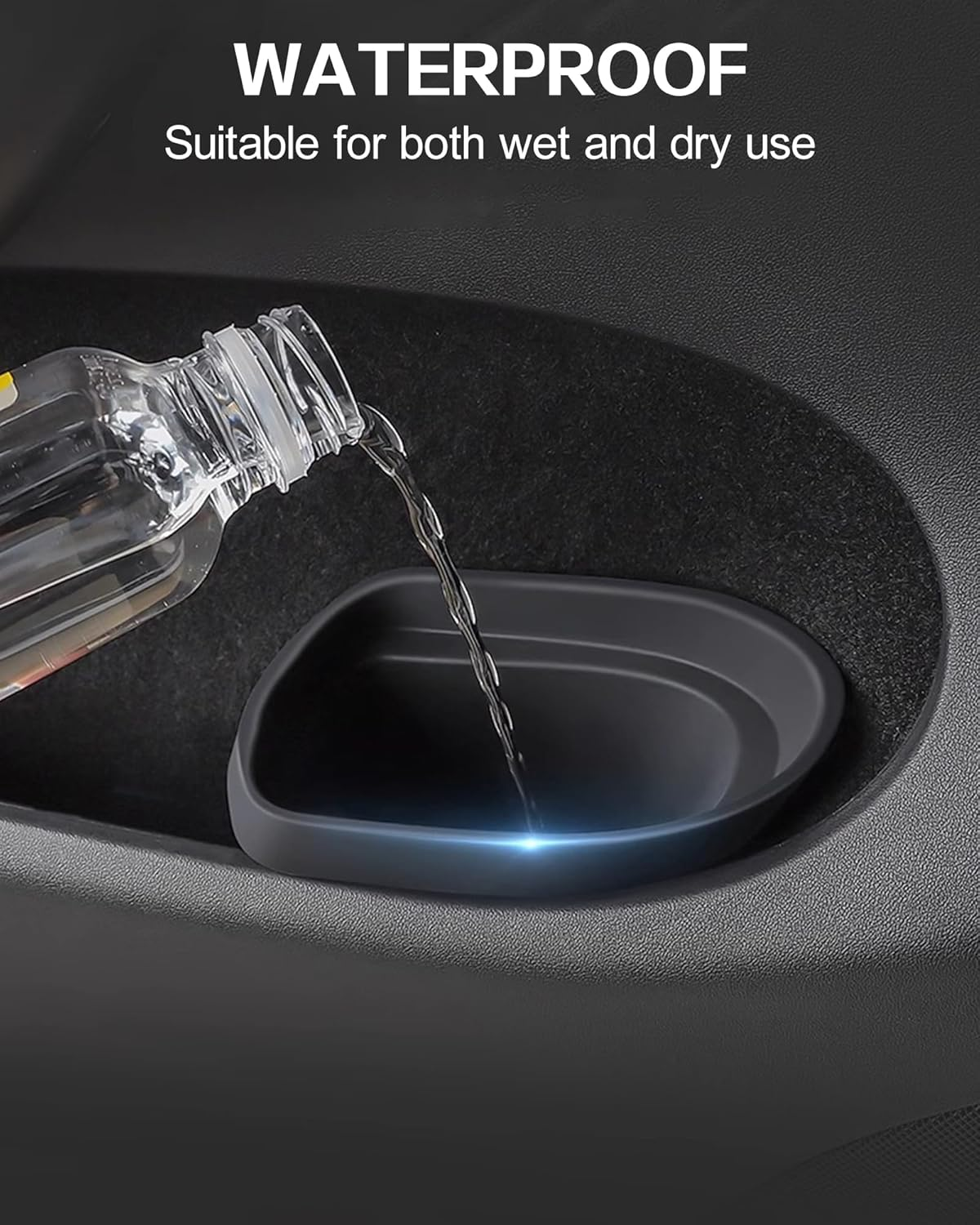 Car Door Organizer for Tesla Model Y Juniper 2025 2026 & Model 3 2024-2026 Highland, Silicone Front Door Side Storage Box Mini Trash Can, Waterproof Garbage Organizer for Tesla Model 3/Y 2016-2026 image number 5