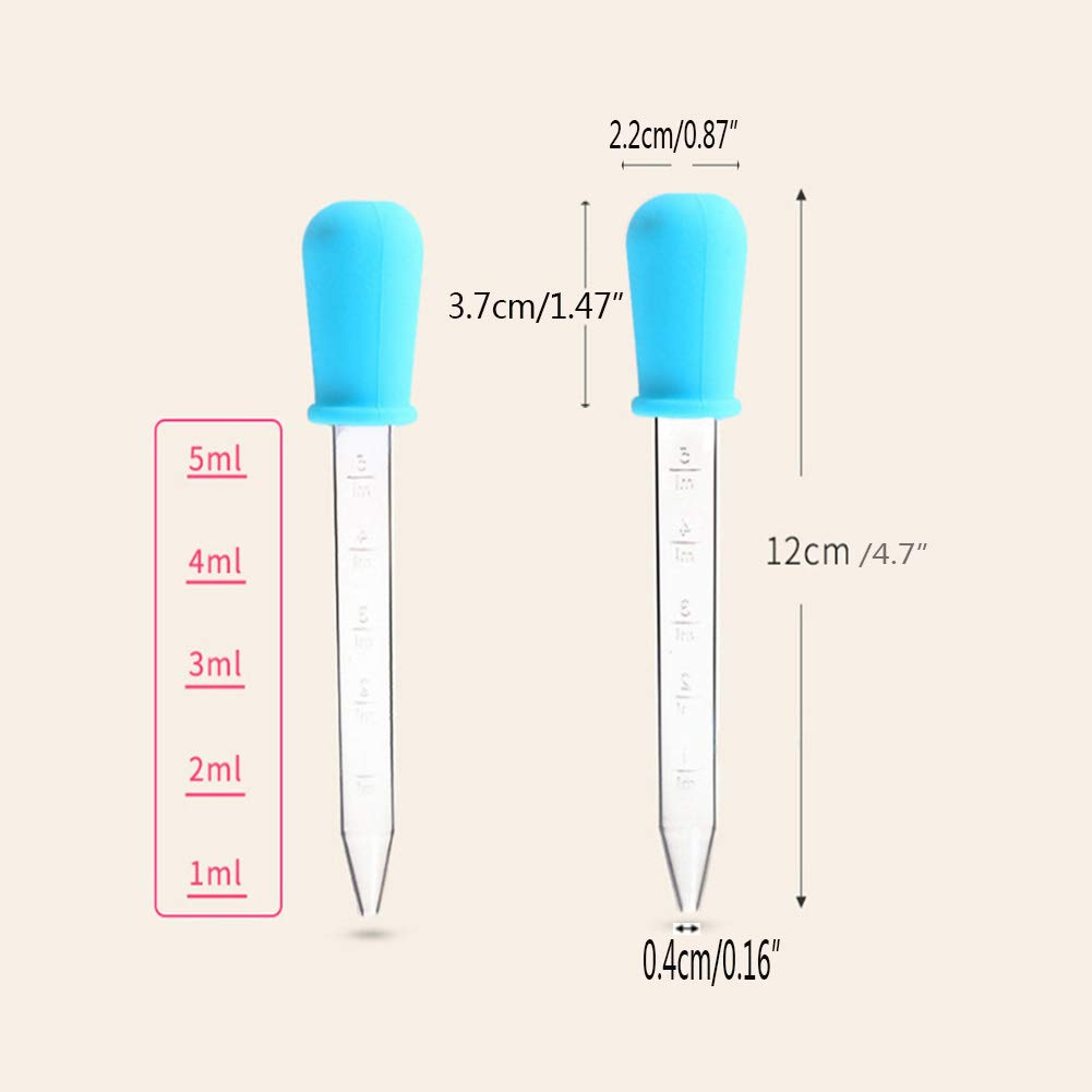 5Ml Liquid Droppers Medicine Silicone and Plastic Pipettes Eye Dropper with Bulb Tip for Kids Candy Molds (8 Pack） image number 3