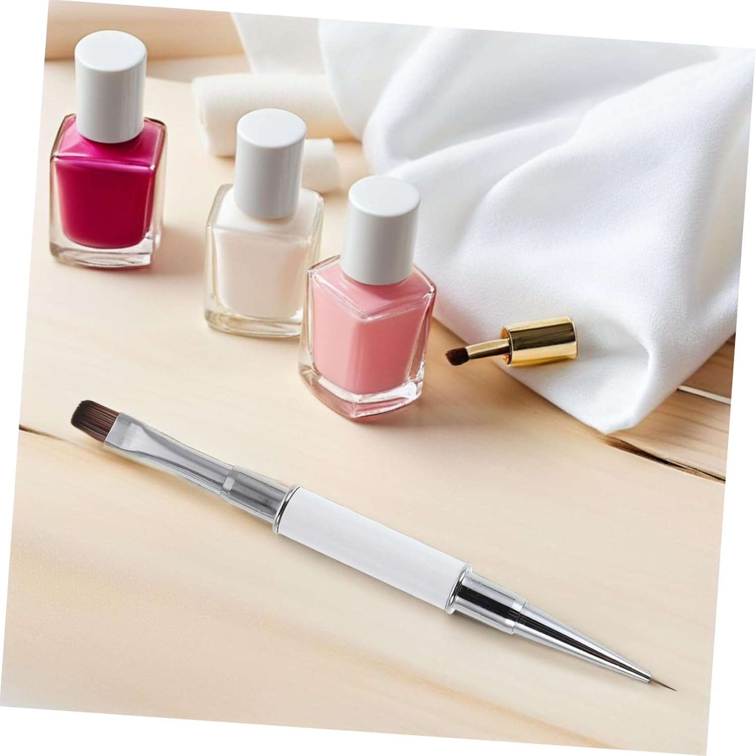 3Pcs Double Ended Nail Art Brushes Fine Detail Liner Pens for Precise Line Drawing and Gradient Effects Versatile Nail Brush Tools for Salon and Personal Manicure Designs - White image number 3