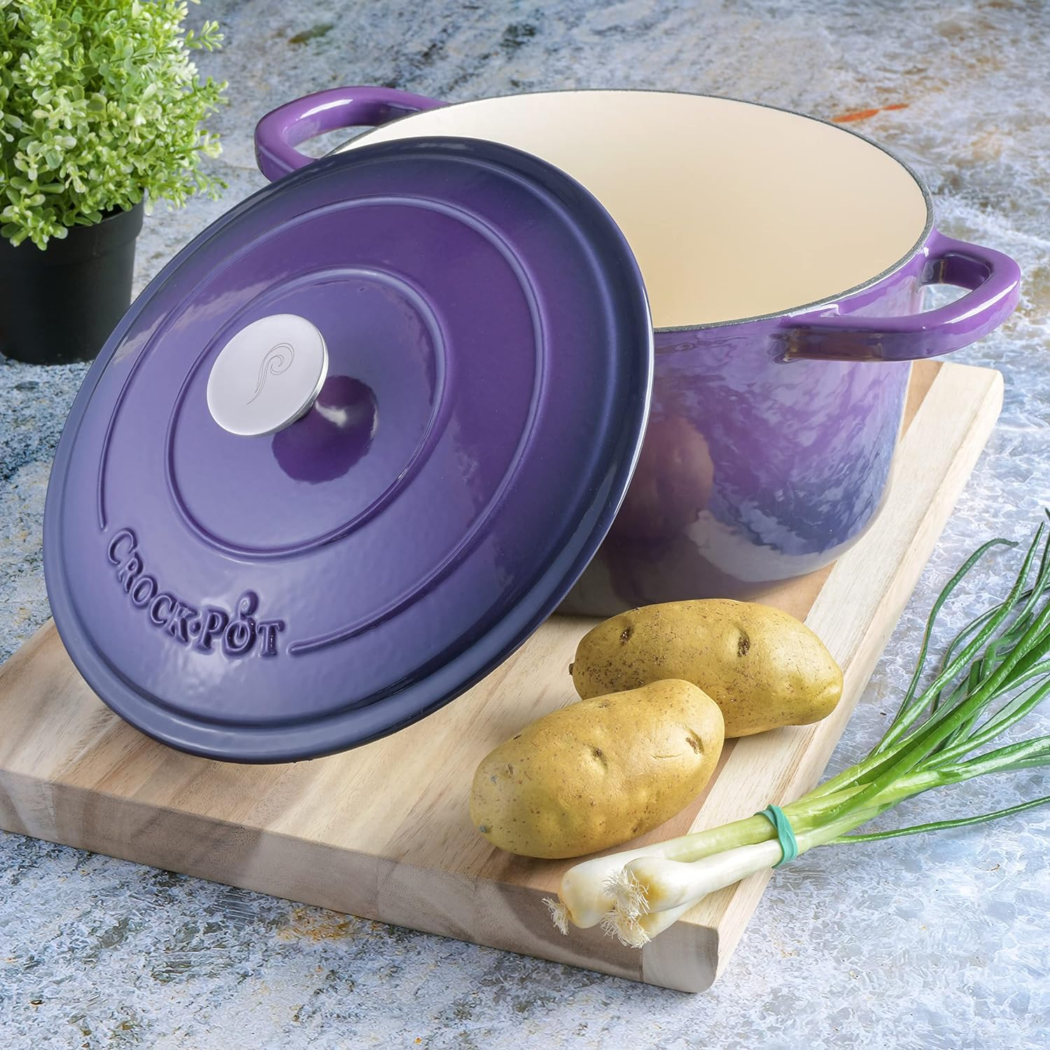 Crock-Pot Artisan round Enameled Cast Iron Dutch Oven, 7-Quart, Lavender Purple
