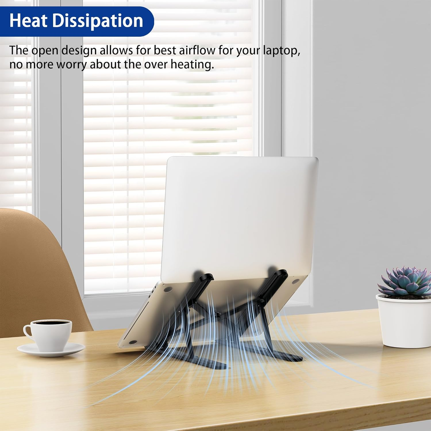 BESIGN LS01 Pro Ergonomic Laptop Stand, Plastic Laptop Riser, Portable and Adjustable Notebook Computer Holder Compatible with 10-15.6" Laptops (Black) image number 1