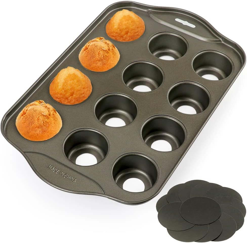 Cyimi Mini Muffin Pan 12 Cup with Removable Bottom,Nonstick Cupcake Pans for Baking,Mini Muffin Cheesecake Tin for Oven, 12 Cavity Premium Carbon Steel Bakeware for Bite Size Tarts image number 4