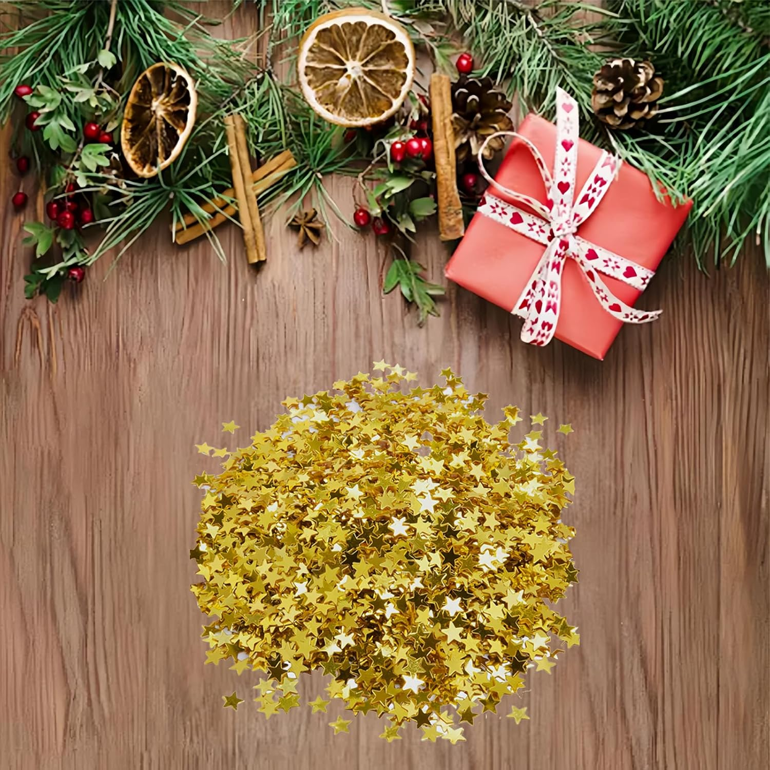 Confetti Glitter, 4000Pcs 30G Plastic Stars Confetti Sparkly Sequins for Nail Art Decorations and Christmas Party Supplies, Gold image number 4