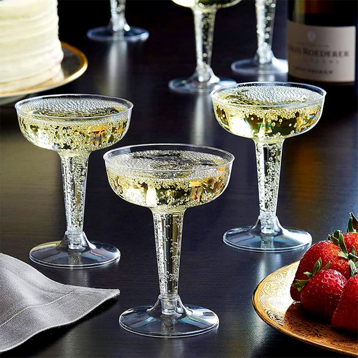 25 Pcs Transparent 4 Ounce Re-Usable Champagne Flutes Margarita Cups Cocktail Glasses image number 2