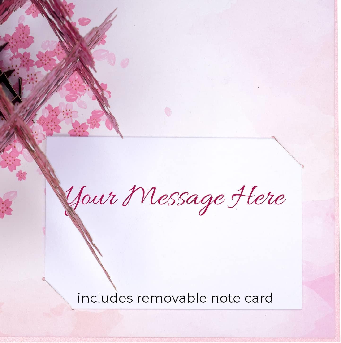 3D Cherry Blossom Pop up Card, Greet for Birthday, Wedding, Anniversary, Mothers Day, Thank You, Get Well, All Occasion or Just Because, 5" X 7" Cover, Includes Envelope and Note Tag image number 5