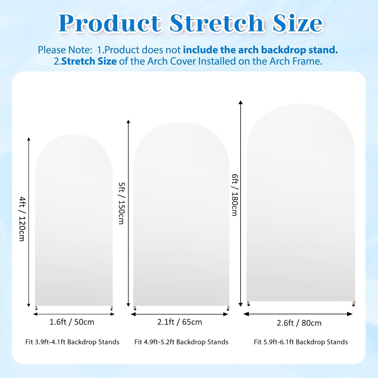 MEKOTRIN 3Pcs Arch Cover High Elasticity Thicken Polyurethane Fiber Milk Silk Fade Proof for Wedding Parties (White) image number 4