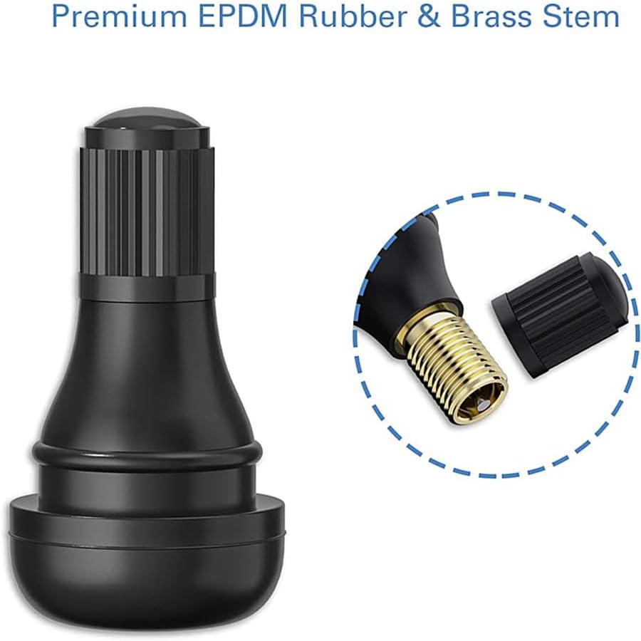 Walquicks 60 Pcs Tire Valve Stems, Premium TR412, TR413, TR414 Black Rubber Snap-In Valves Stems with Dust Caps for Replacement of Tubeless Rim Holes on Standard Vehicle Tires,Tyre Tool image number 4