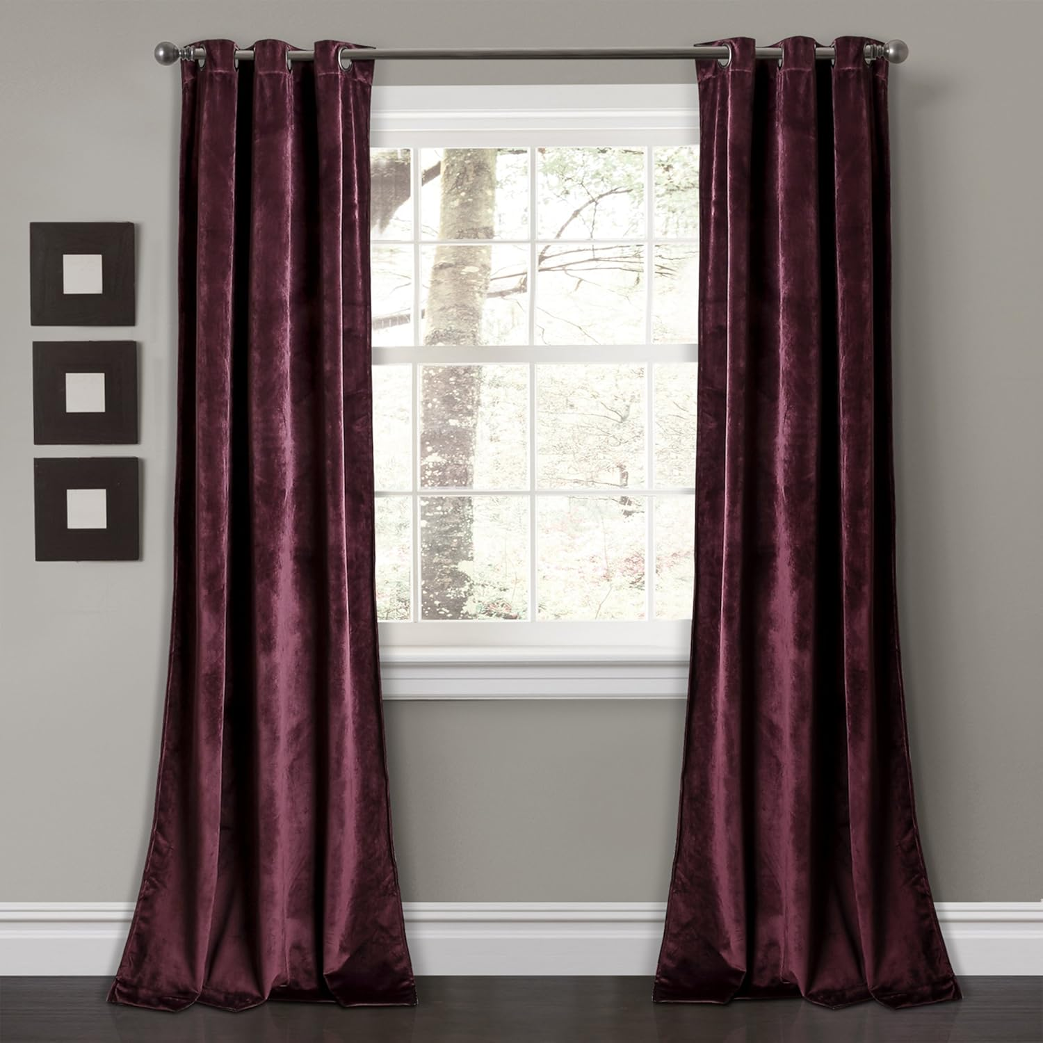 Lush Decor Prima Velvet Solid Room Darkening Window Curtain Panel Pair, 84" L X 38" W, Blush image number 1