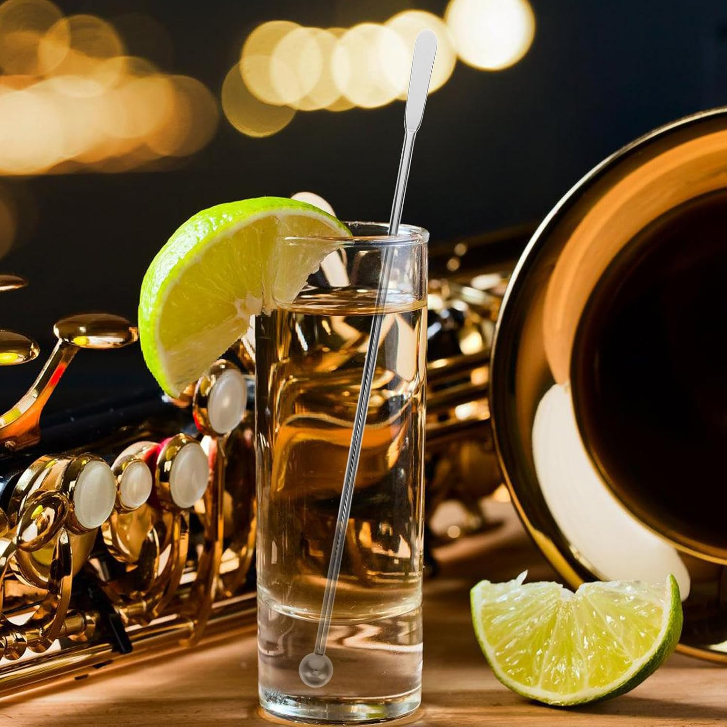 Toyvian Stainless Steel Cocktail Stirring Rod, Silver Flattened Drink Stirrer for Coffee, Tea Milk Tea, Reusable Multi-Function Mixing Stick for Bar and Party Use image number 2