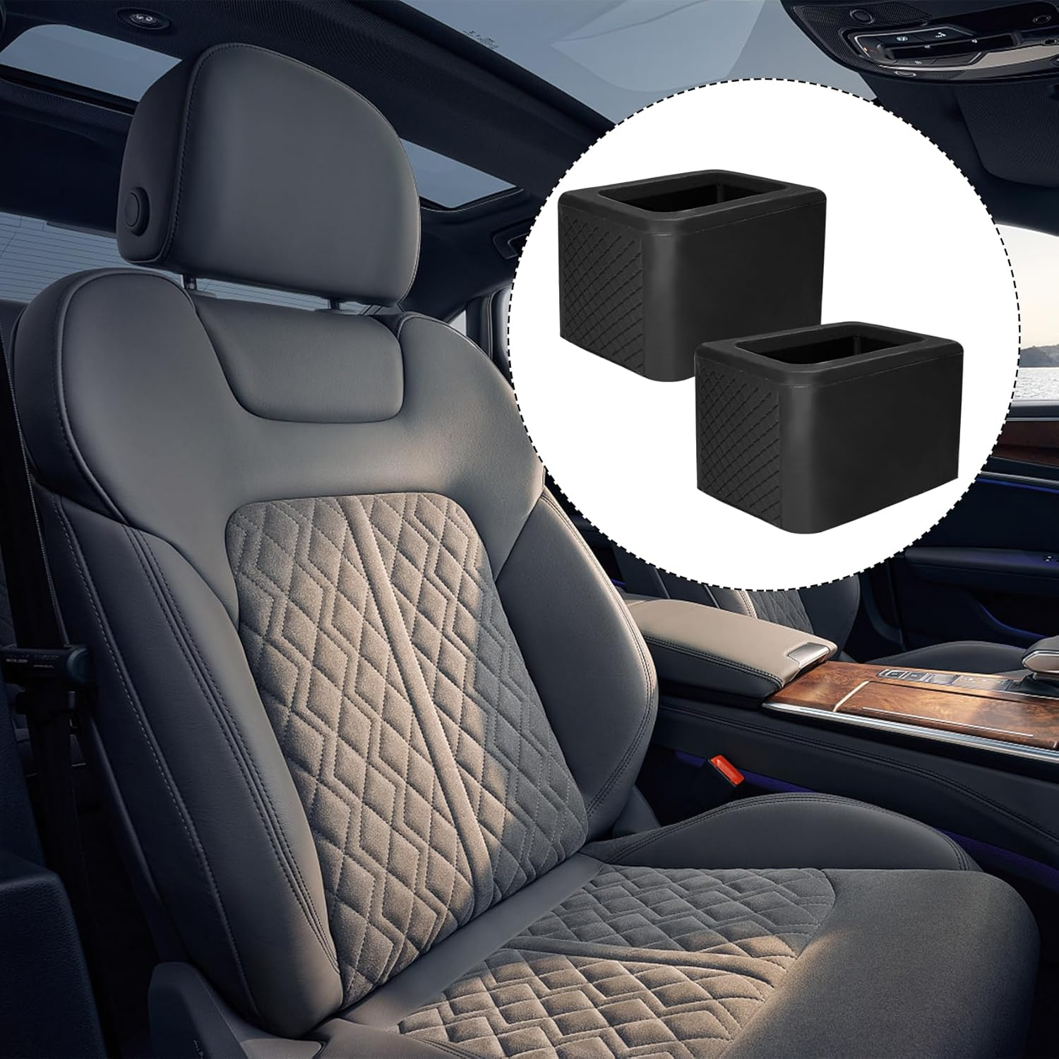 NTNEV 2PCS Seat Belt Buckle Holder, Silicone Seat Belt Buckle Booster, Keep the Seat Belt Buckle Upright and Stable, Raises Seat Belt Buckle for Easy Access, Car Accessories (Black) image number 6