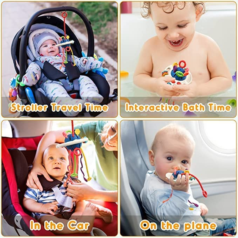 LIONAL Montessori Baby Toys, Infant Colorful Pull String Interactive Toy, Travel Toys for Babies, Sensory Toys for Toddlers, Fine Motor Skills Toys for Girl Boy Gifts, Silicone BPA Free image number 1