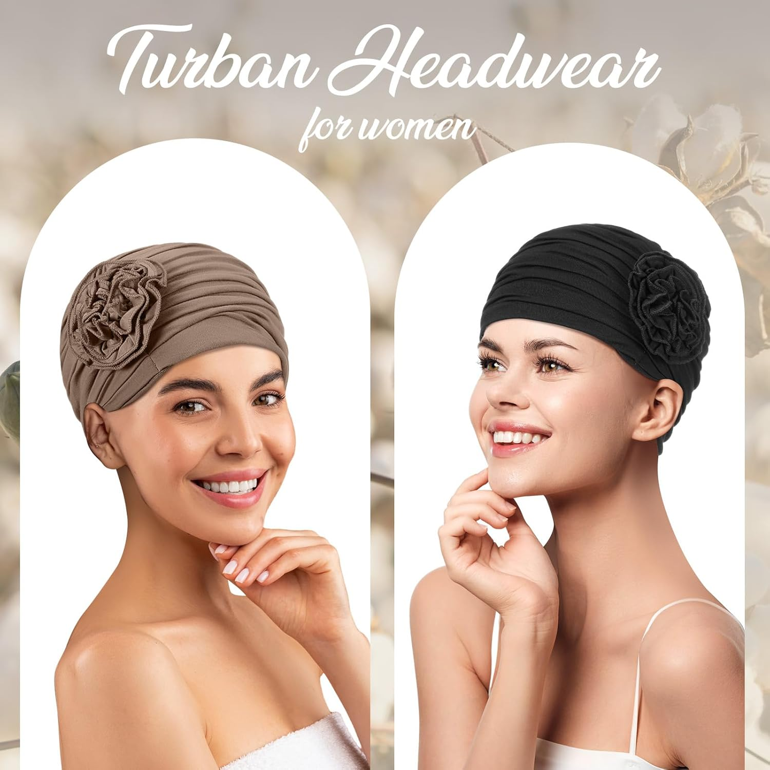 Jenpen 4 Pcs Cotton Beanie Turban Headwear for Women Soft Cancer Chemo Head Scarf Hats Elastic Covers Wraps for Women'S Hair - Solid Color image number 4