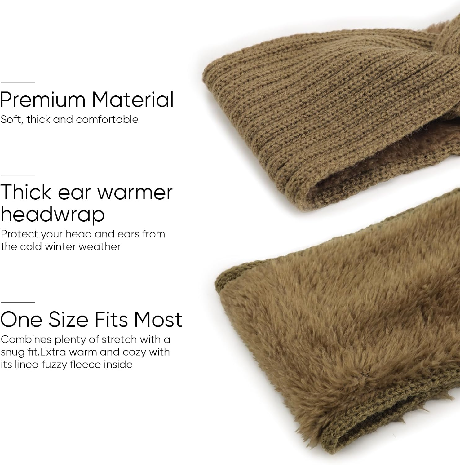 DRESHOW Women'S Warm Knitted Headband Winter Ear Warmers Crochet Head Wrap Thick Fleece Lining Hair Bands, 4Pcs Cross Style Set23M-A01Uk, 1 St&uuml;ck (4Er Pack) image number 5