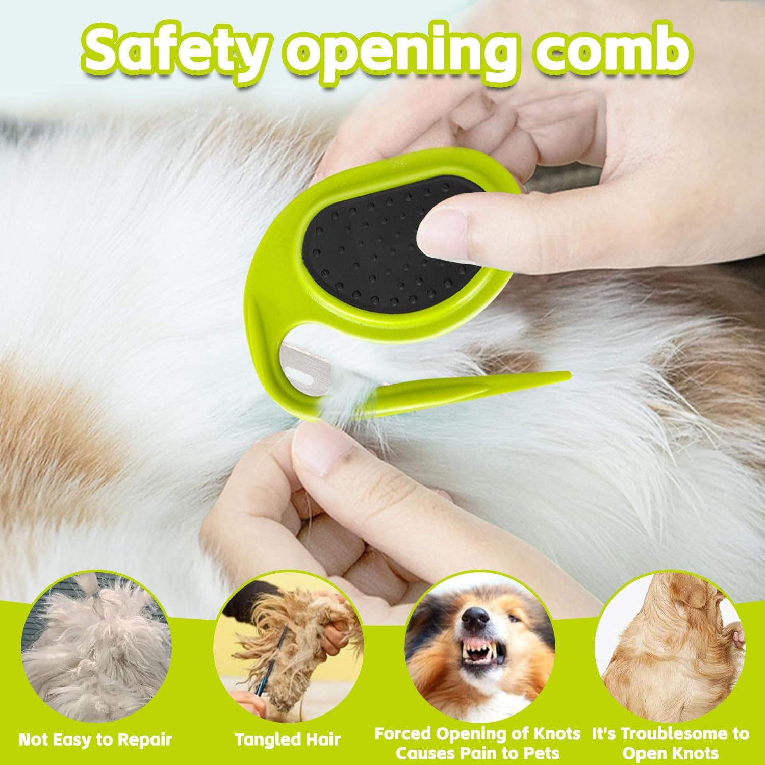 Pet Knotting Comb, Pack of 2 Cat Dematting Knives, Dematting Knife with Steel Blade, Knot Comb for Cats, Dematting Comb for Dogs, Knotting Comb Cats, for Removing Matted and Loose Hair image number 3