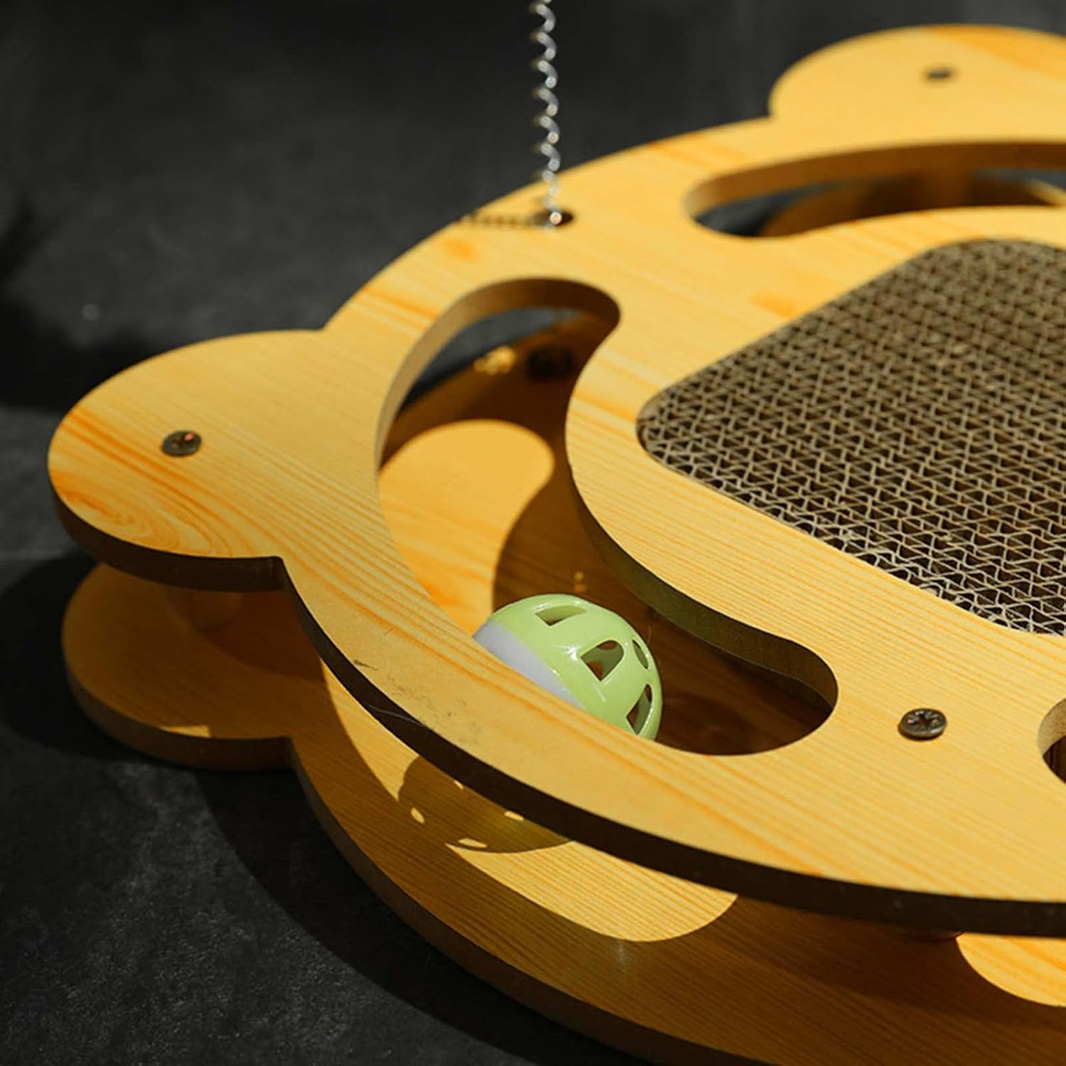 EVTSCAN Cat Turntable Toy, with Teaser Stick and Balls, Interactive Fun 3 in 1 Grinding Claws Relieve Boredom Cat Scratcher Toy, for Pet Supplies image number 3