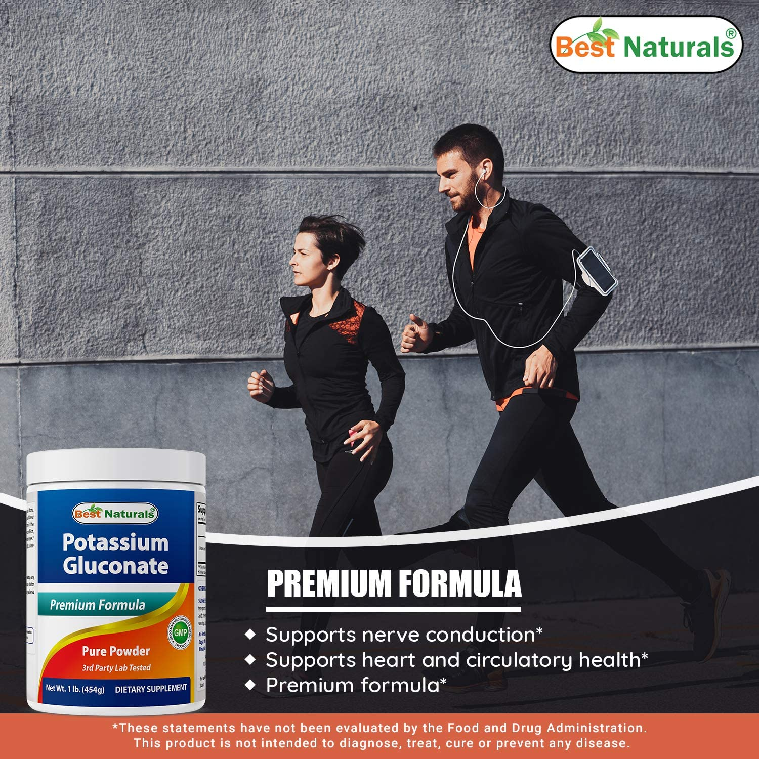 Best Naturals Potassium Gluconate 1Lb Powder (1 LB (Pack of 3))