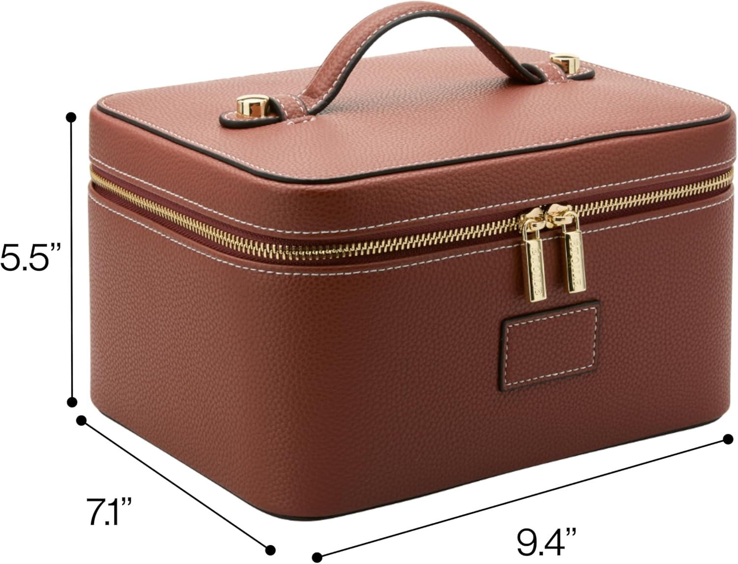 ETOILE - Vanity Case Ginger Brown - Stylish Travel Makeup Bag Organizer with Dividers - Burgundy image number 4