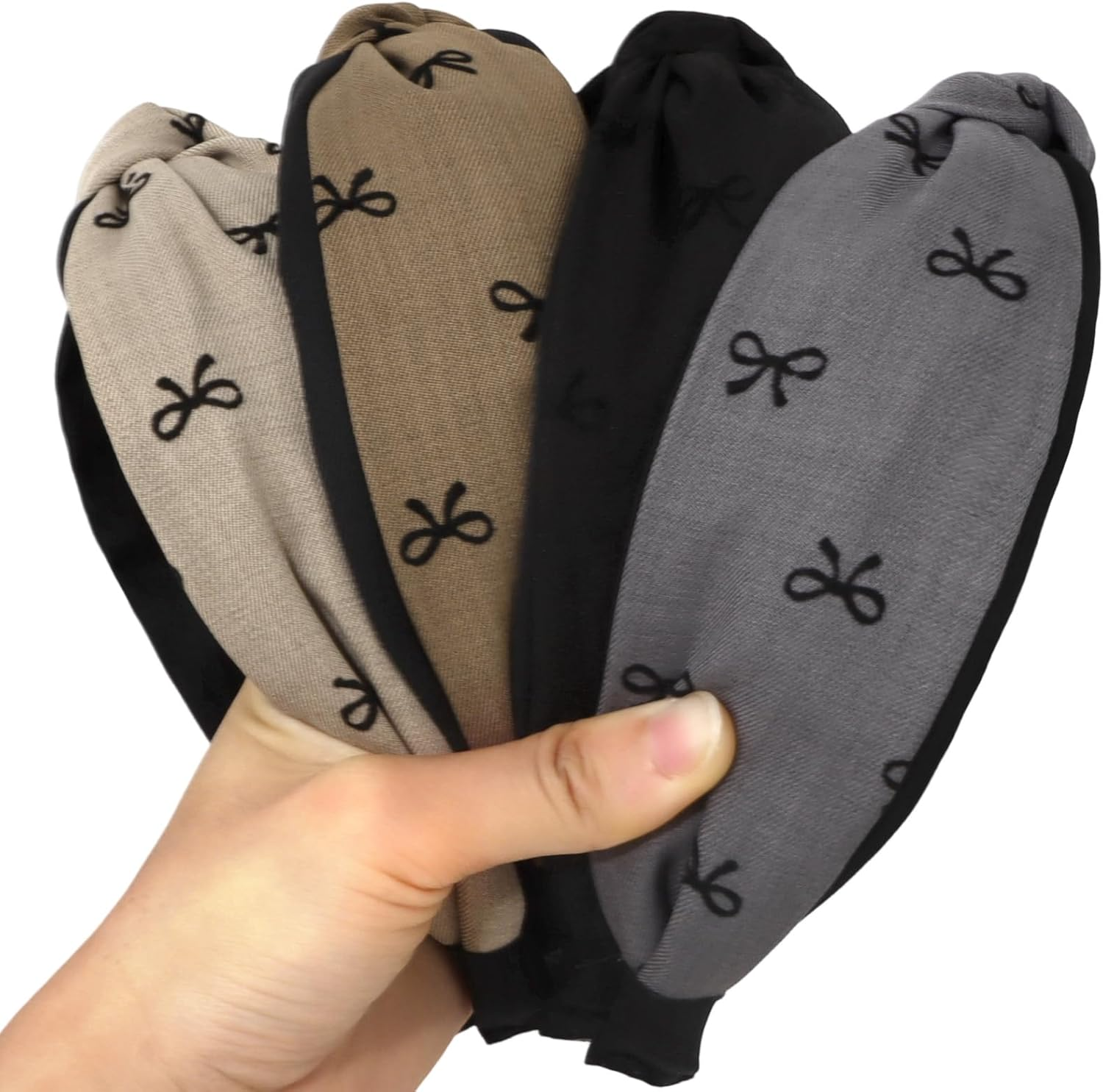 Bumlofa 4 Pieces Bows Print Knot Headbands Women'S Set, Retro Motif Design for Headbands, Girls, Headband Wide with Everyday Use image number 3
