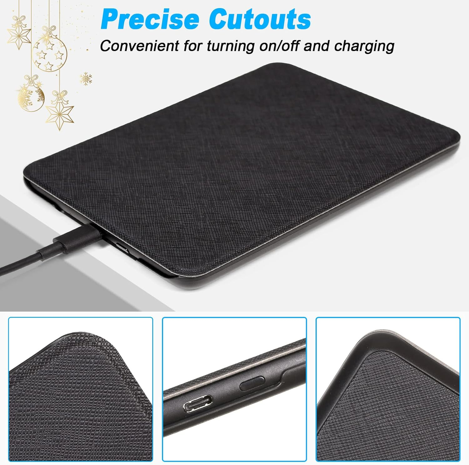 Dmluna Case for All-New Kindle 6" (11Th Generation, 2024/2022 Release, Model C2V2L3), Ultra Thin and Lightweight Protective Premium PU Leather Cover with Auto Sleep Wake Function, Black - A - Agave Green image number 3