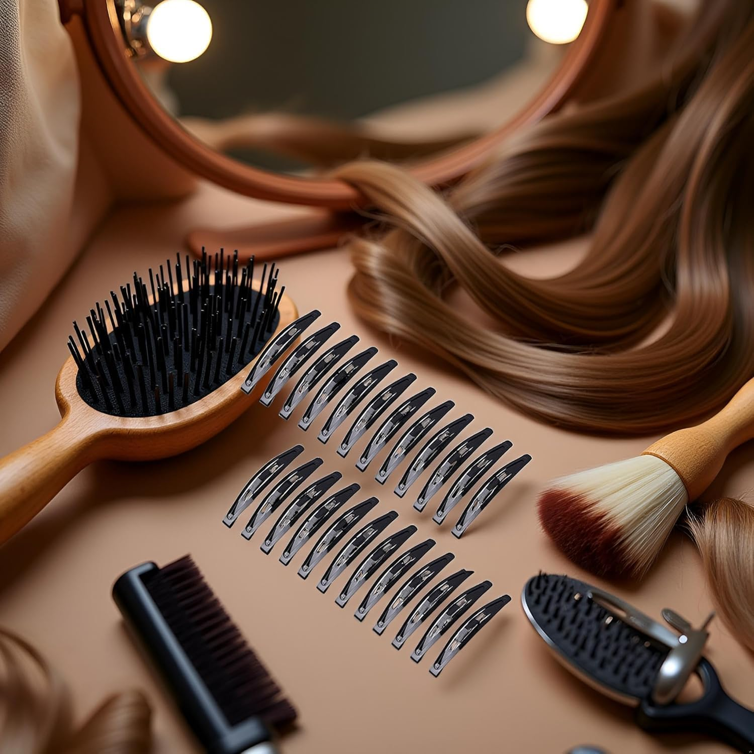 24Pcs Large Metal Snap Hair Clips for Women - 2.16 Inch Black No-Slip Clips for Long Hair, Makeup Styling