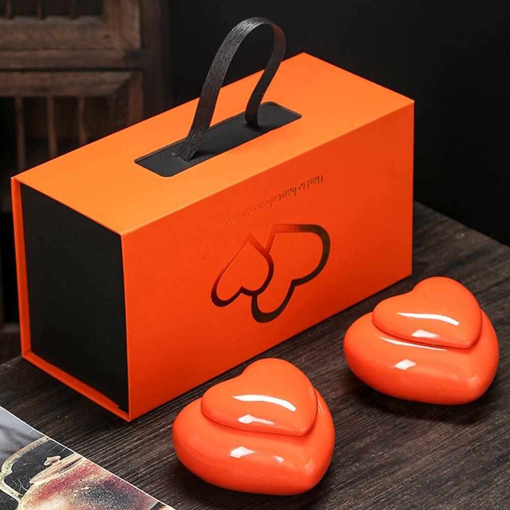 Cabilock Heart-Shaped Tea Jar Sealed Storage Jar for Tea-Leaf Storage Souvenir for Home Kitchen Made of Ceramic Material image number 2