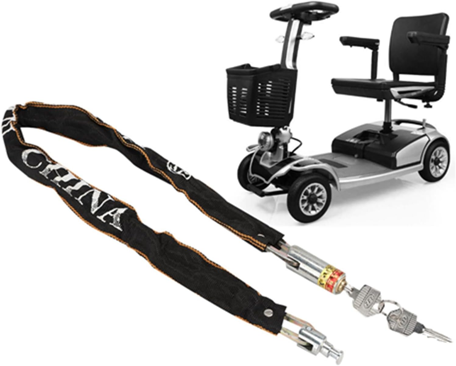 Mobility Scooter Accessories, 80Cm/31.5In Electric Scooter Lock, Bike Chain Lock with 2 Keys, Chain and Padlock for Motorcycle image number 5