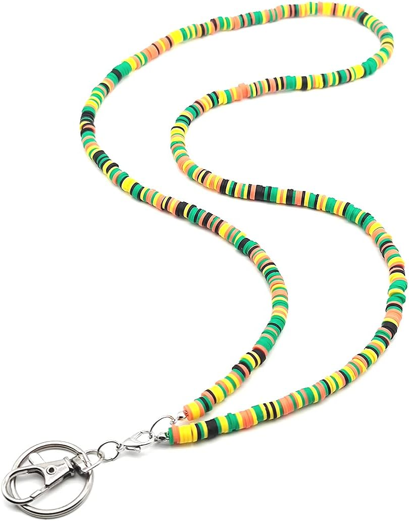 Beaded Teacher Lanyard Boho Cute Rainbow Lanyard Neck Keychain Lanyards for Cruise Ship Cards Id Badges and Keys