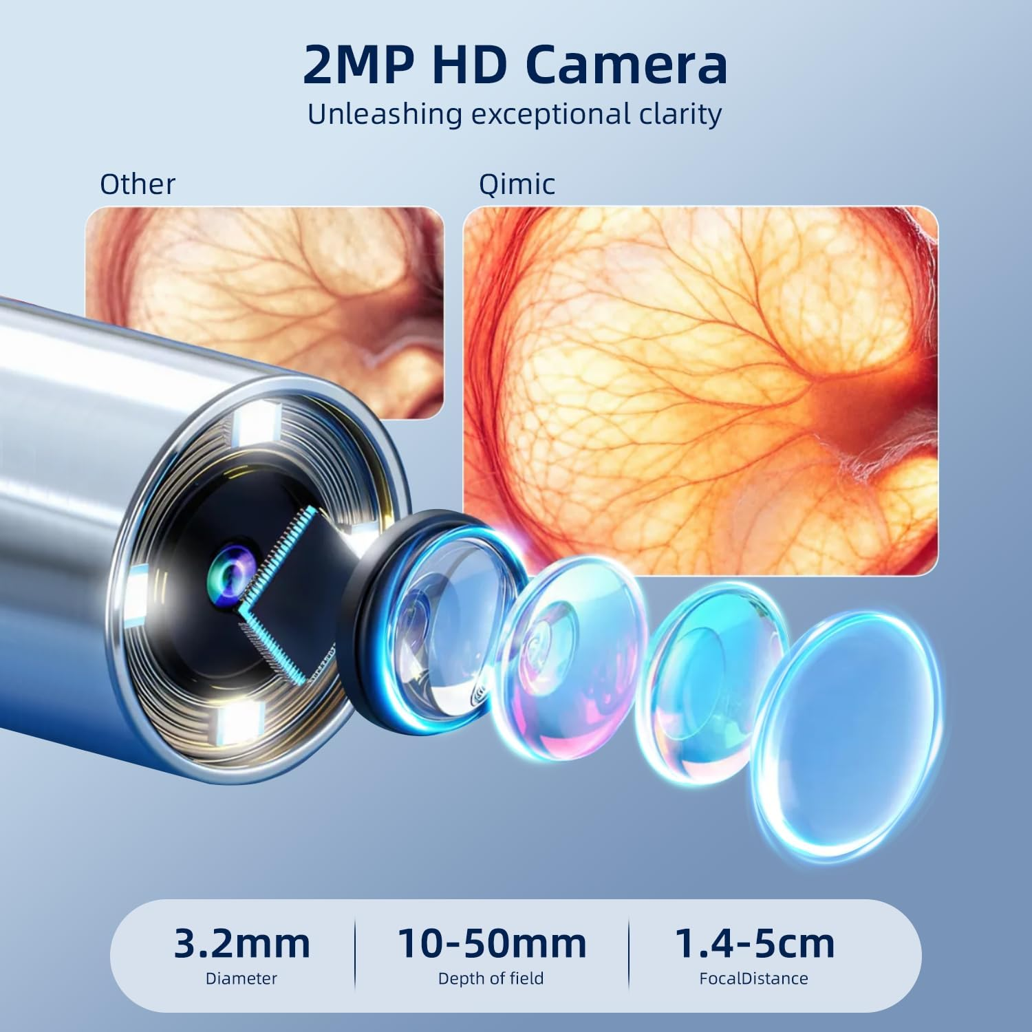 Qimic Wireless Otoscope Ear Camera-1080P Digital Ear Camera with 4 LED Lights, Ear Cleaner Kit with 10 Colorful Speculums Cover, Ear Cleaner for Kids, Adults and Pets, Compatible with Android and IOS - Colorful image number 4