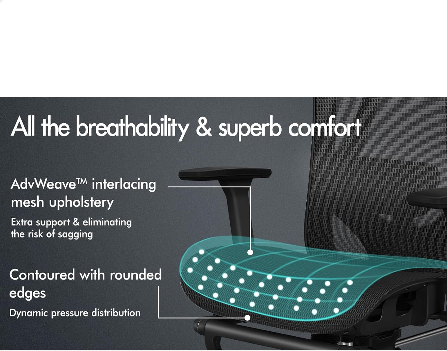 ALFORDSON Ergonomic Mesh Office Chair with 3D Armrest, Executive Study Computer Chair with Adjustable Headrest & Footrest, Recline & Tilt Gaming Desk Chair with Adaptive Lumbar Support, Black - White Black image number 3