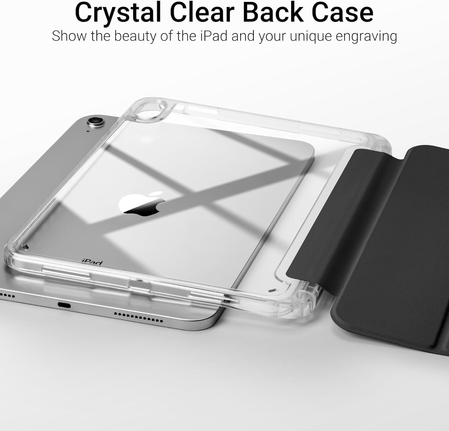 AVAKOT Case for Ipad A16 11Th Generation 11 Inch 2025, Ipad 10Th Generation 10.9 Inch 2022,Clear Back Slim Trifold Stand with Pencil Holder Auto Wake/Sleep, Black - Blue image number 2