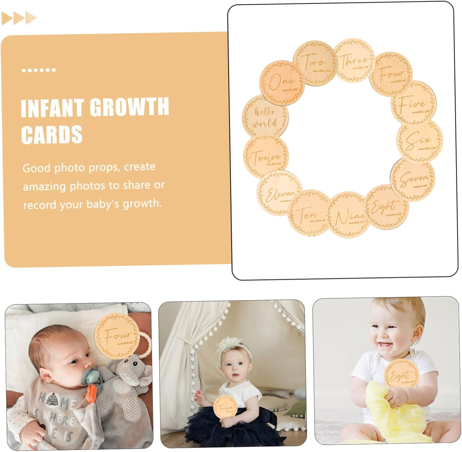 13Pcs Unique Milestone Wood Cards Growth Cards Creative Designs Boy Shower image number 6