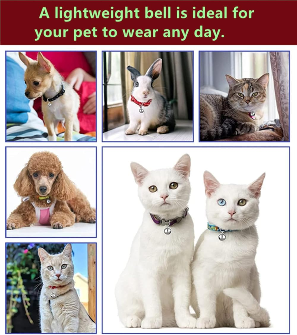 6 Pcs Dog Collar Bells, Cat Bells & Dog Collar Bells with Keyrings Training Pet Pendant,Pet Cat and Dog Bell Pet Pendant Accessories (Silver 16MM) image number 3