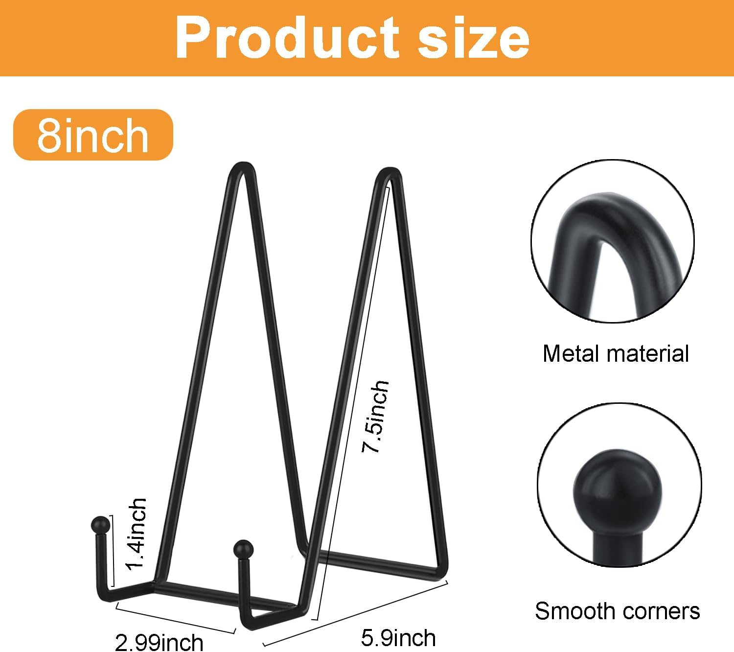 5 Pack Plate Holder Display Stands,8 Inch Metal Black Easel for Picture,Photos,Art, Book,Collectibles,Creation image number 2